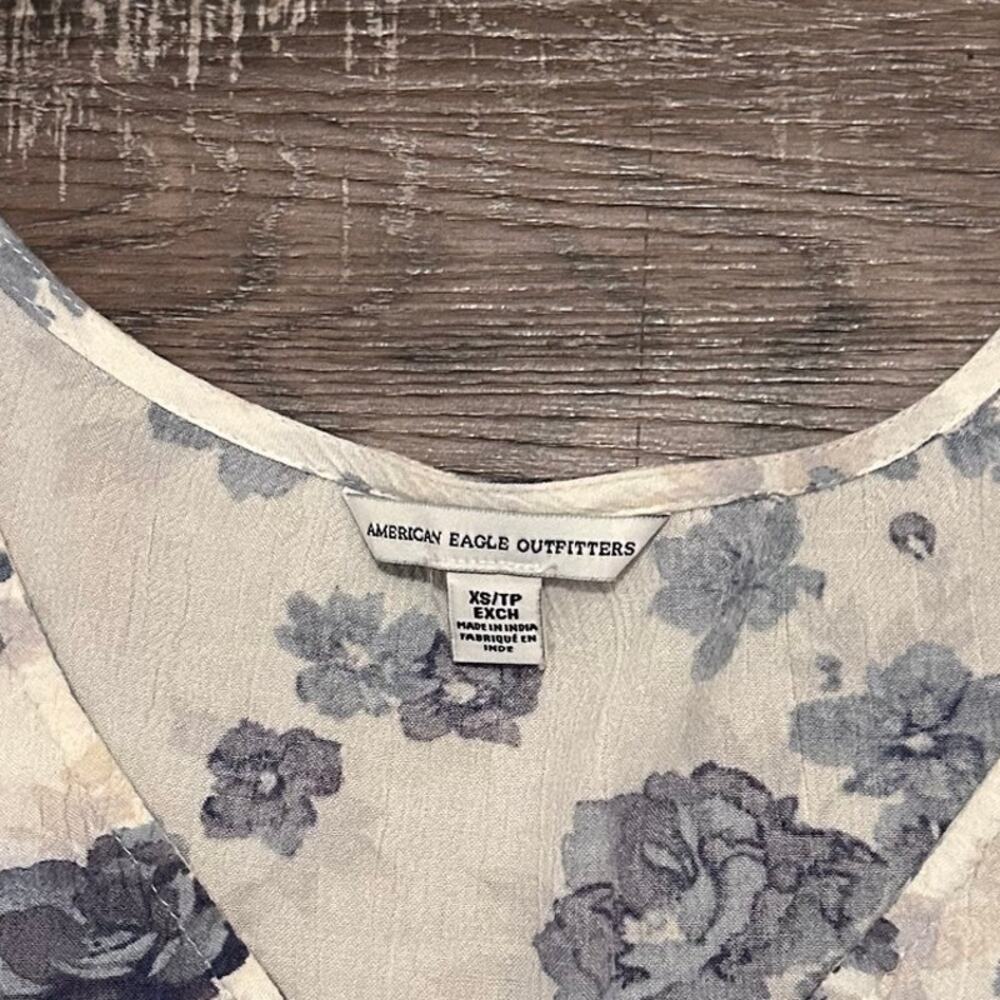American Eagle Boho Floral Ruffle Long Sleeve Top Size XS - Picture 6 of 8